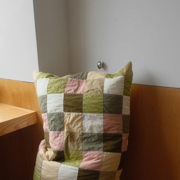 Khaki patchwork pillow cover