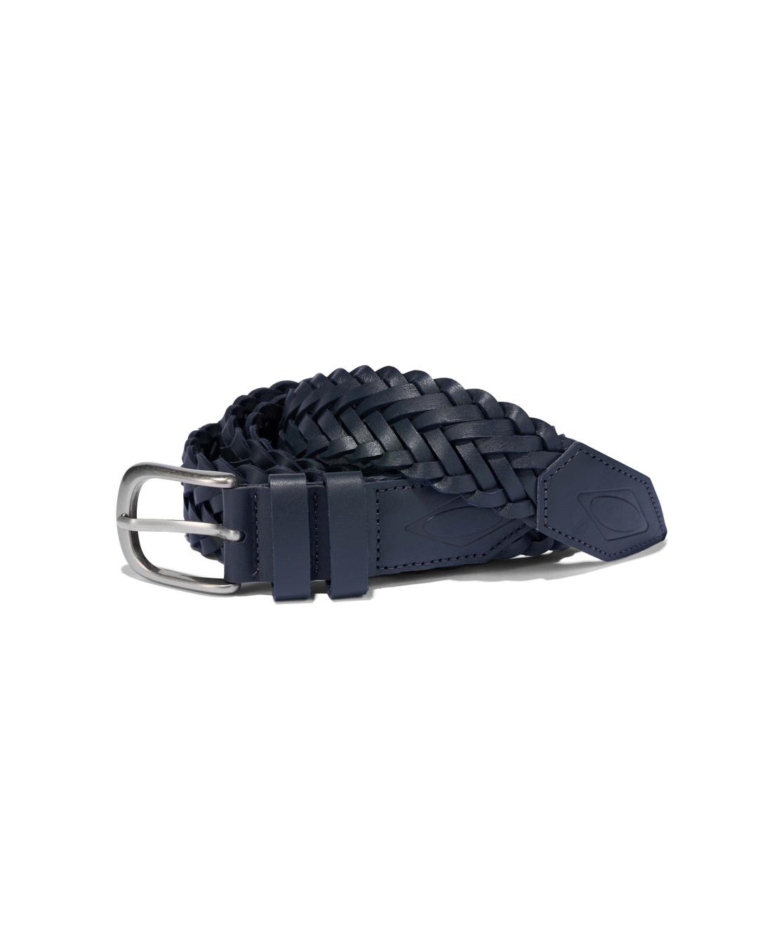 BRAIDED LEATHER BELT_NAVY