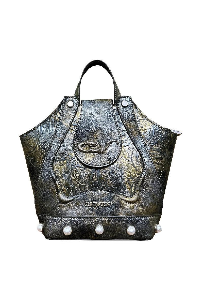 Embossed Flowers Mini Bag - Black