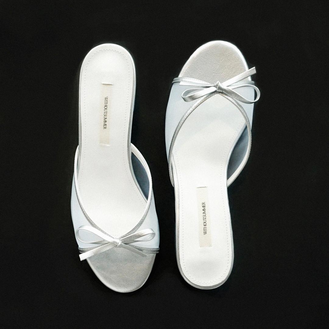 [6/21 예약 발송] Ribbon mesh mule_silver