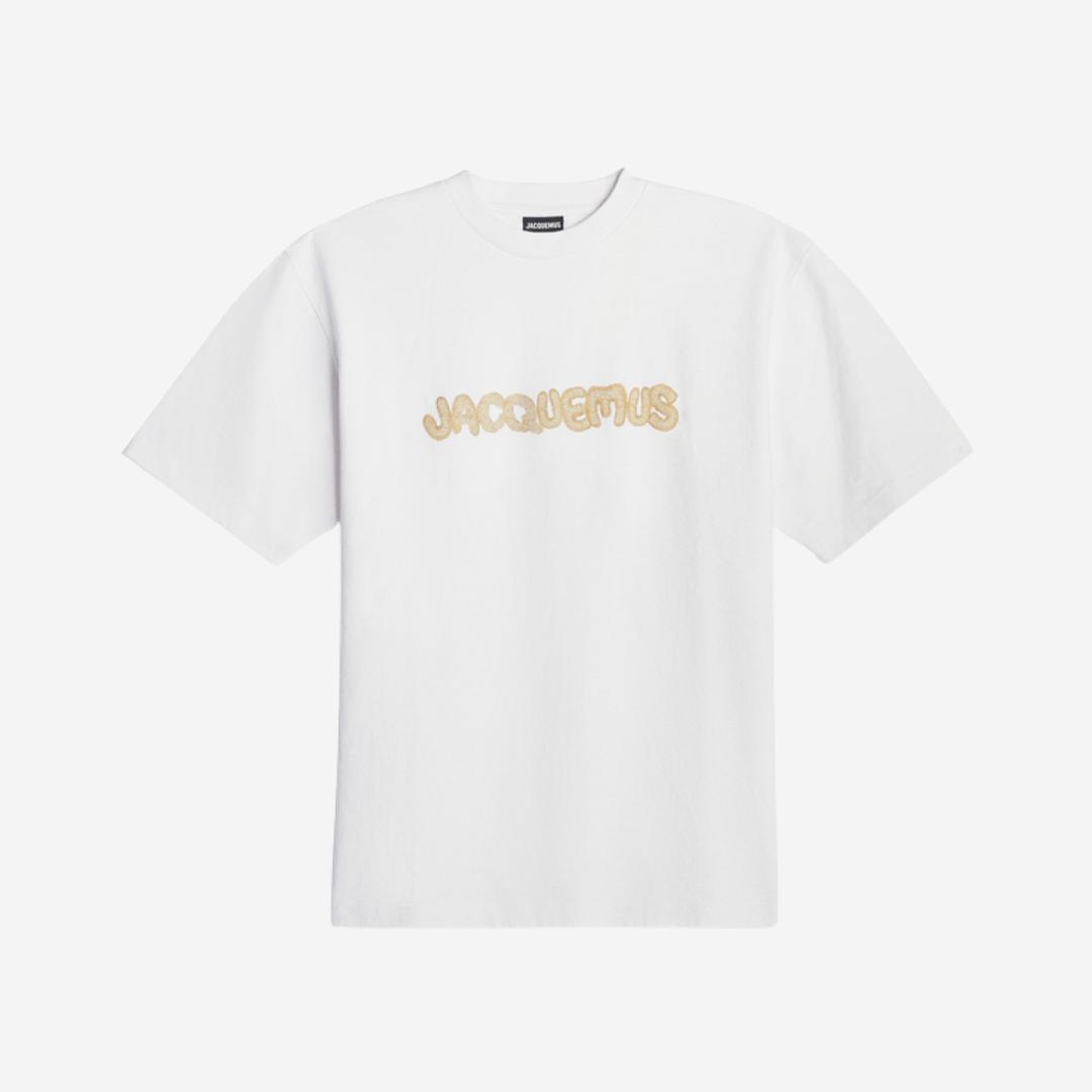 Jacquemus Le T-Shirt Raphia Logo T-Shirt Print Macrame Logo White