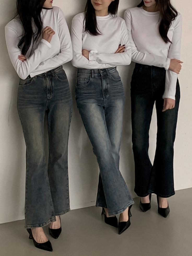 리리앤코 [무료배송] [하비구원핏/부담없는기장감] [44-120] [기본/롱] 드아첼루 속밴딩 스판 워싱 부츠컷 데님 팬츠 청바지 (신상-가을-출근룩-데일리룩-빅사이즈-120사이즈-자체제작-워싱데님-사계절-밴딩데님)