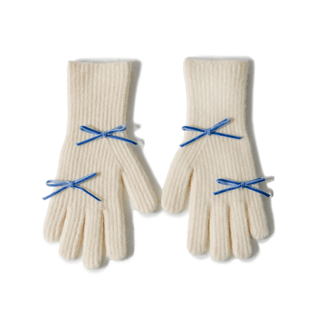Long gloves Ivory + Ribbon