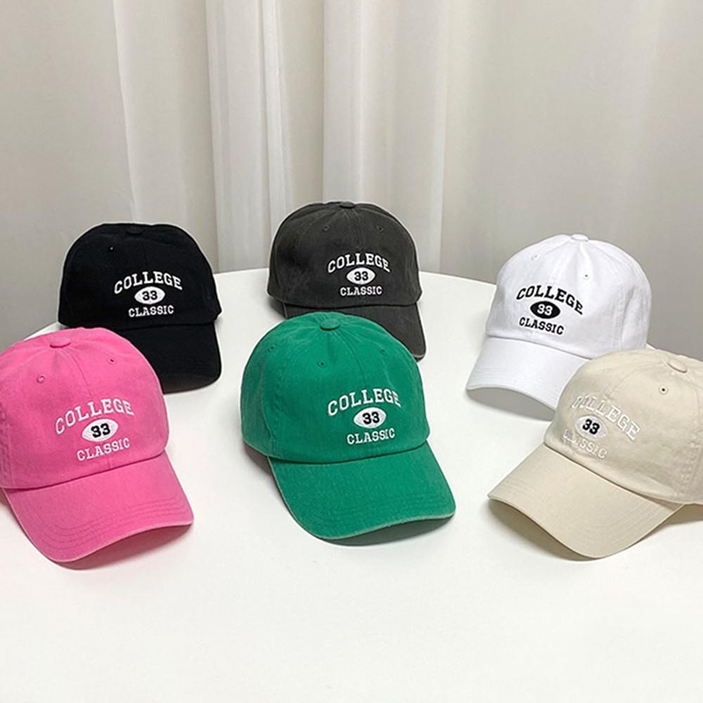 6color COLLEGE 33 레터링 데일리 워싱볼캡 사계절 칼리지 클래식 자수모자