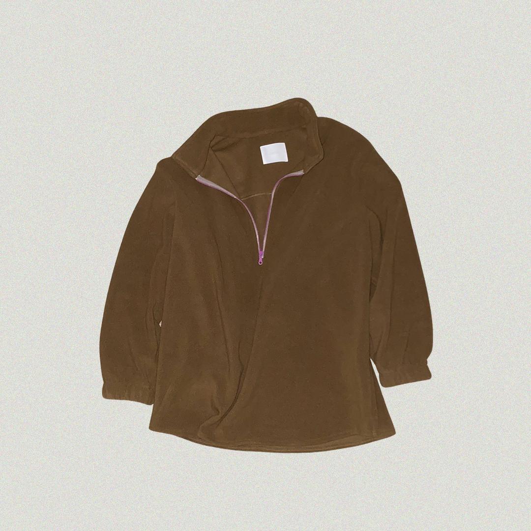 【borus】-fleece zip-up shirt-khaki