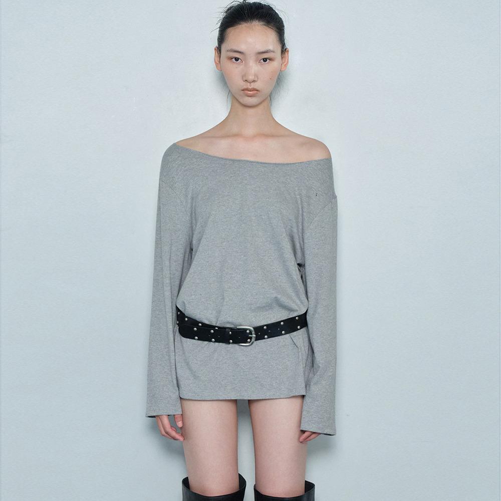 ONE SHOULDER LONG TOP / GRAY