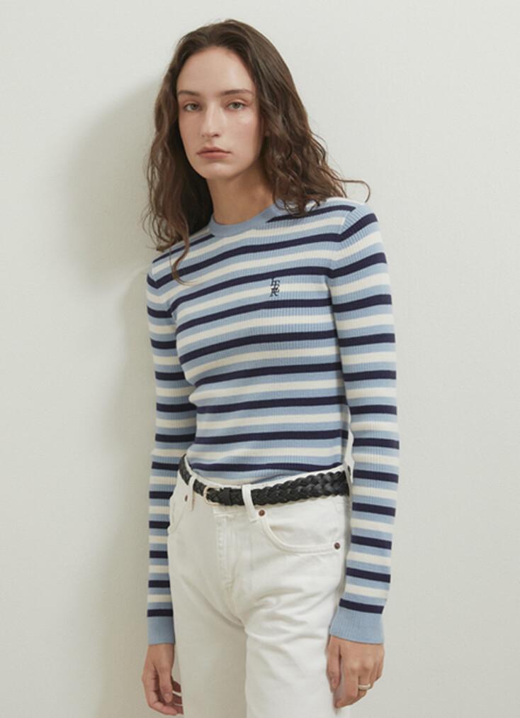Logo stripe knit_multi blue