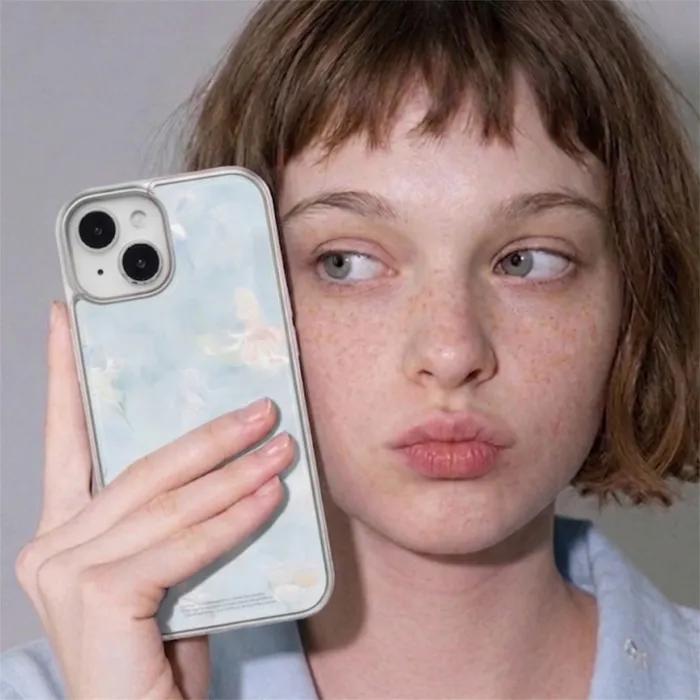 (silver epoxy) +S26 시리즈 +맥세이프 watercolor flower ver.2 에폭시 아이폰 갤럭시 케이스