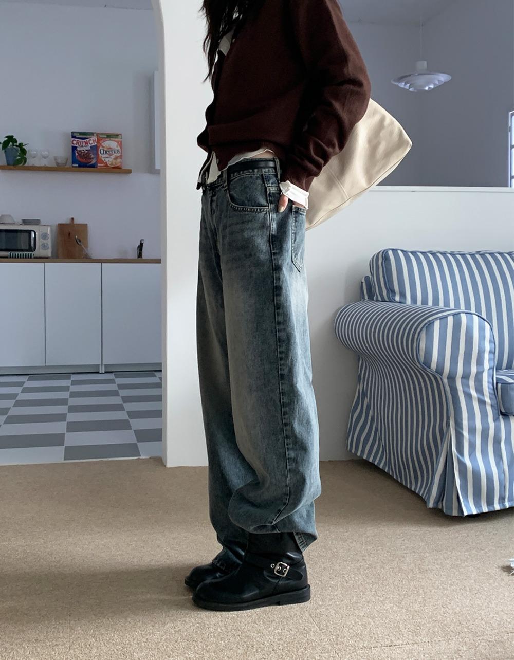 오브나인 [M 당일] 스틸 그레이 denim