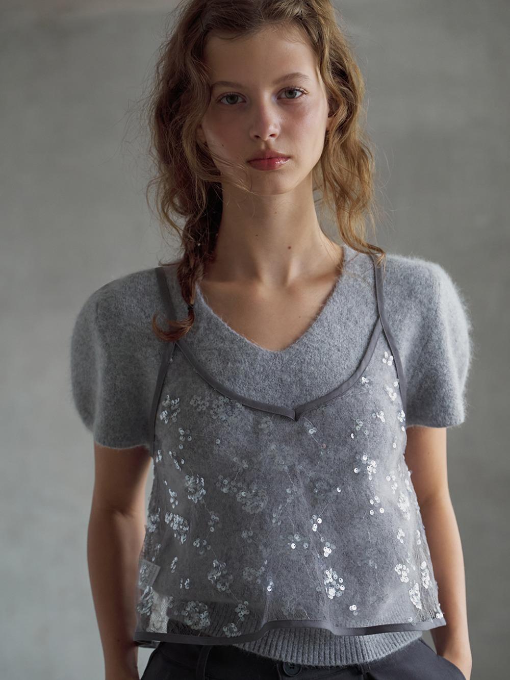 Sparkle Bustier Sleeveless Top [Gray]