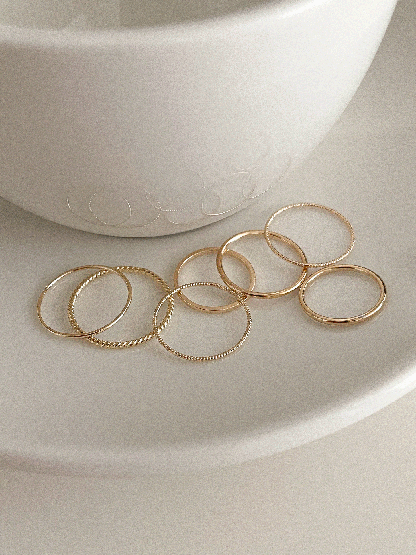 온드원 [7pcs]심플리 슬림 데일리 레이어드 실반지 세트(2color)