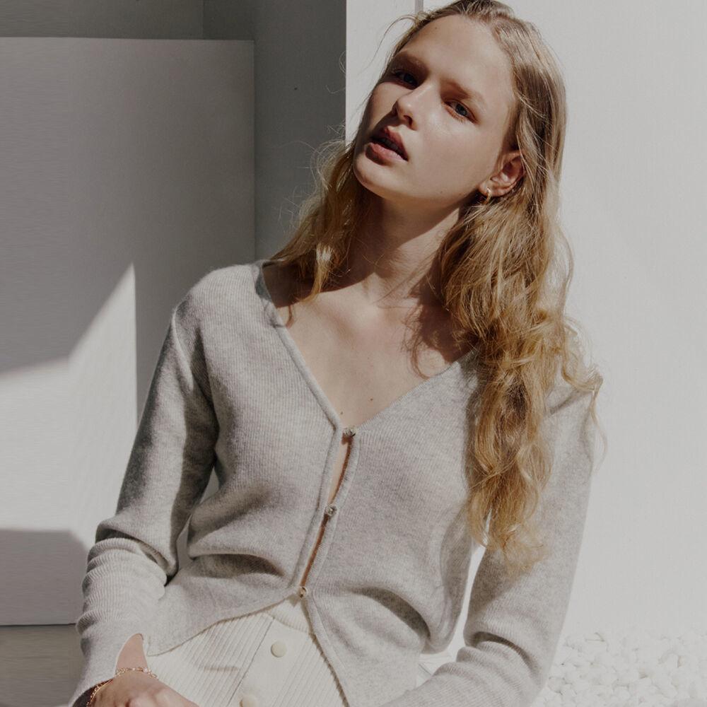 CASHMERE RING CARDIGAN GREY