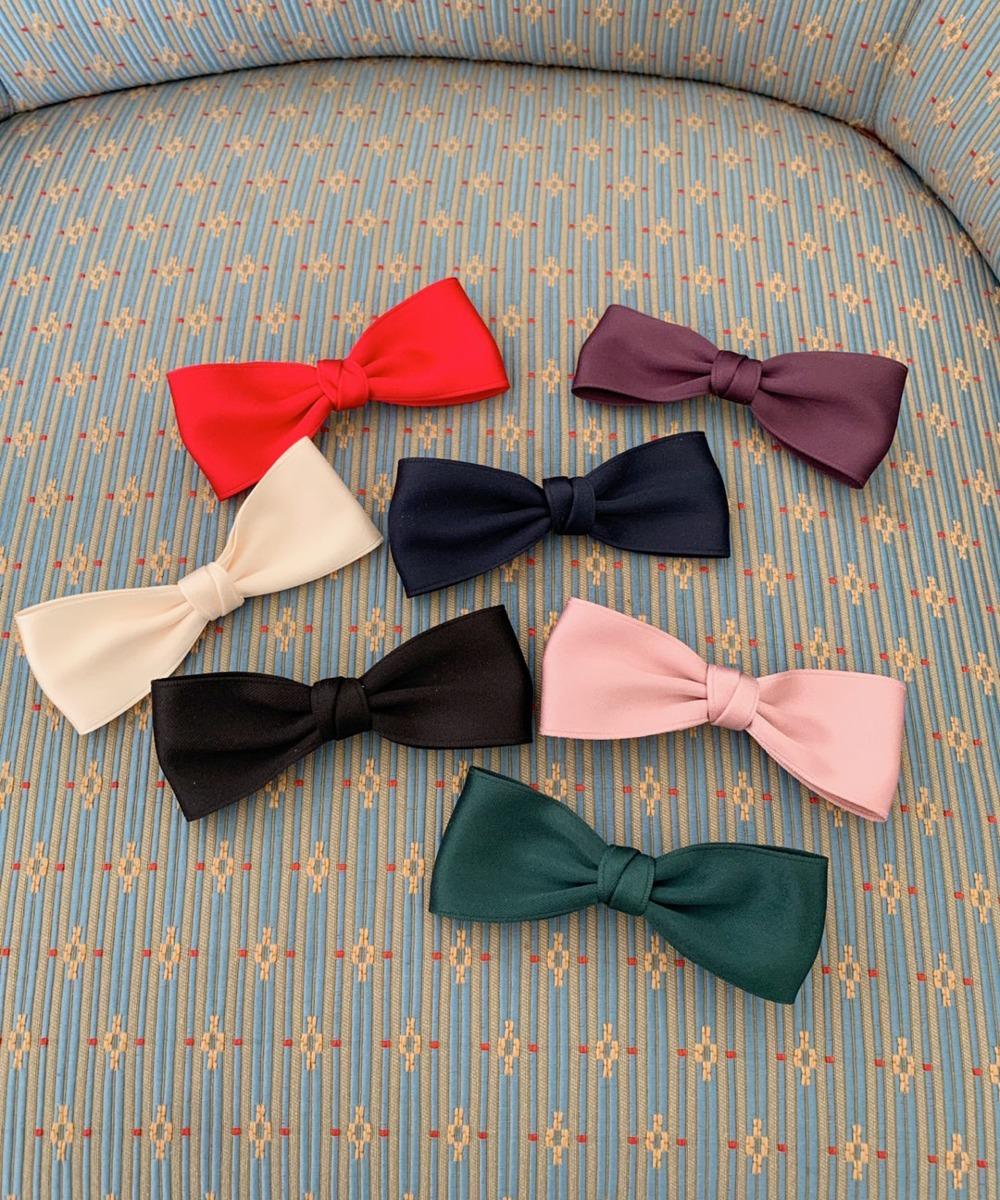 피크닉 컬러 새틴 공단 리본 머리핀 (7color)