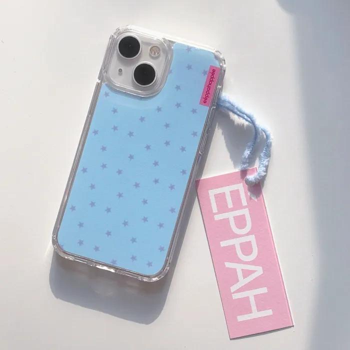 아이폰17시리즈추가)Skyblue Star Pattern 젤하드 케이스(+맥세이프)