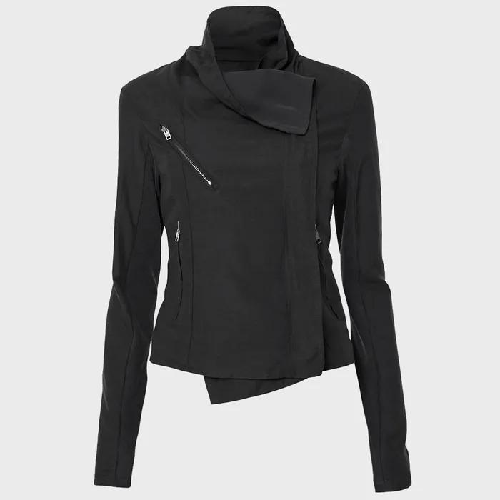 Asymmetrical Biker Jacket (FL-047_Black)