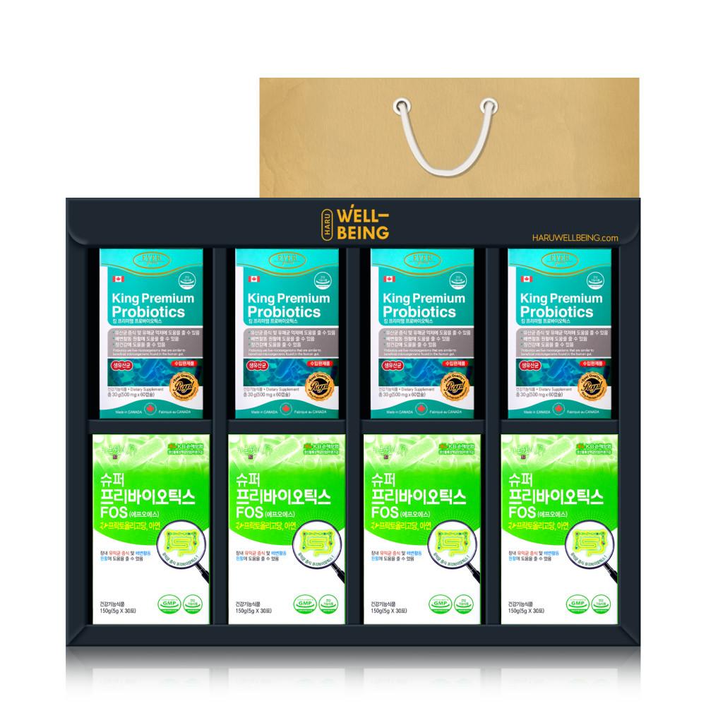 킹 프리미엄 프로바이오틱스+슈퍼 프리바이오틱스 FOS 8입 설날 선물세트 쇼핑백증정