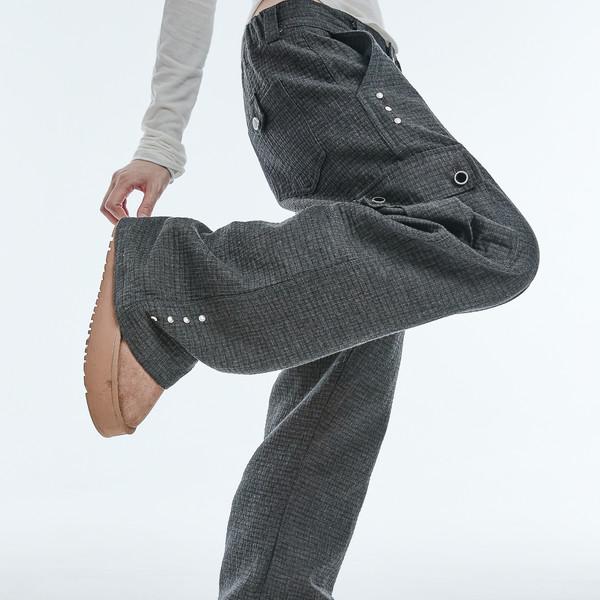 Metal stud cargo pants charcoal