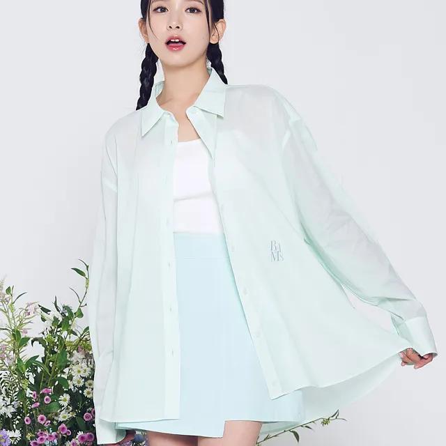 [23HS] 오버핏 시스루 셔츠 (민트)