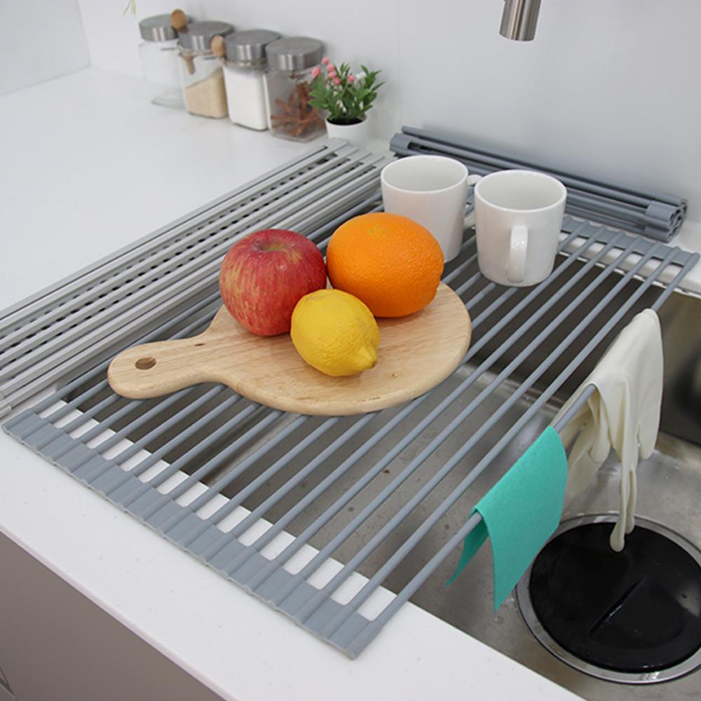 키친구 실리콘 식기 건조 싱크대 드라잉 롤매트 원형 소