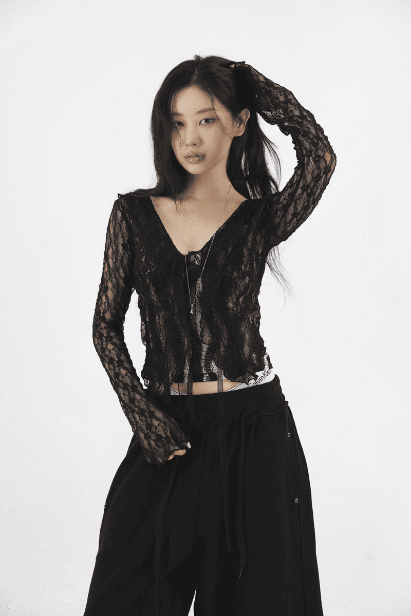 컬러인아이디 어썸 레이스 브이넥 가디건