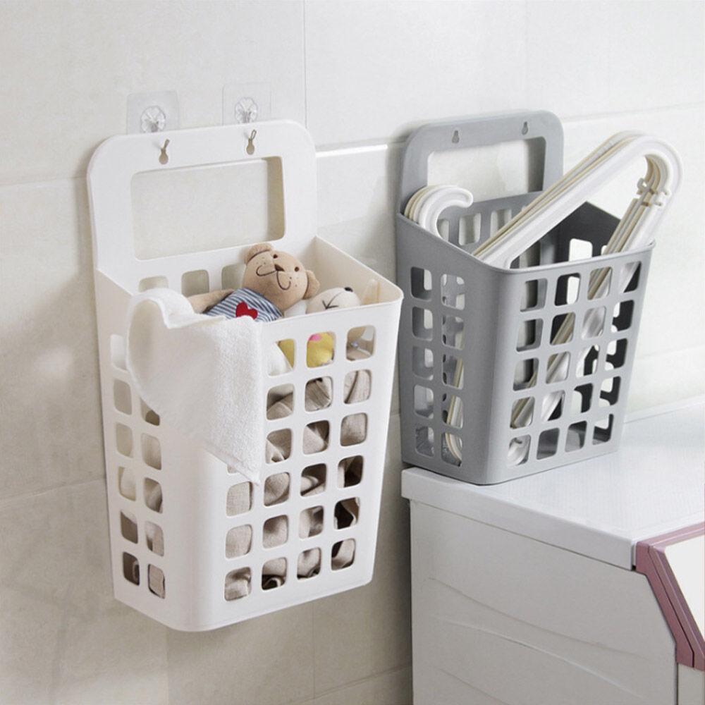 벽 접착식 흡착식 빨래바구니 햄퍼 2color [원룸 빨래통 세탁 플라스틱 빨래 세탁물 바구니]