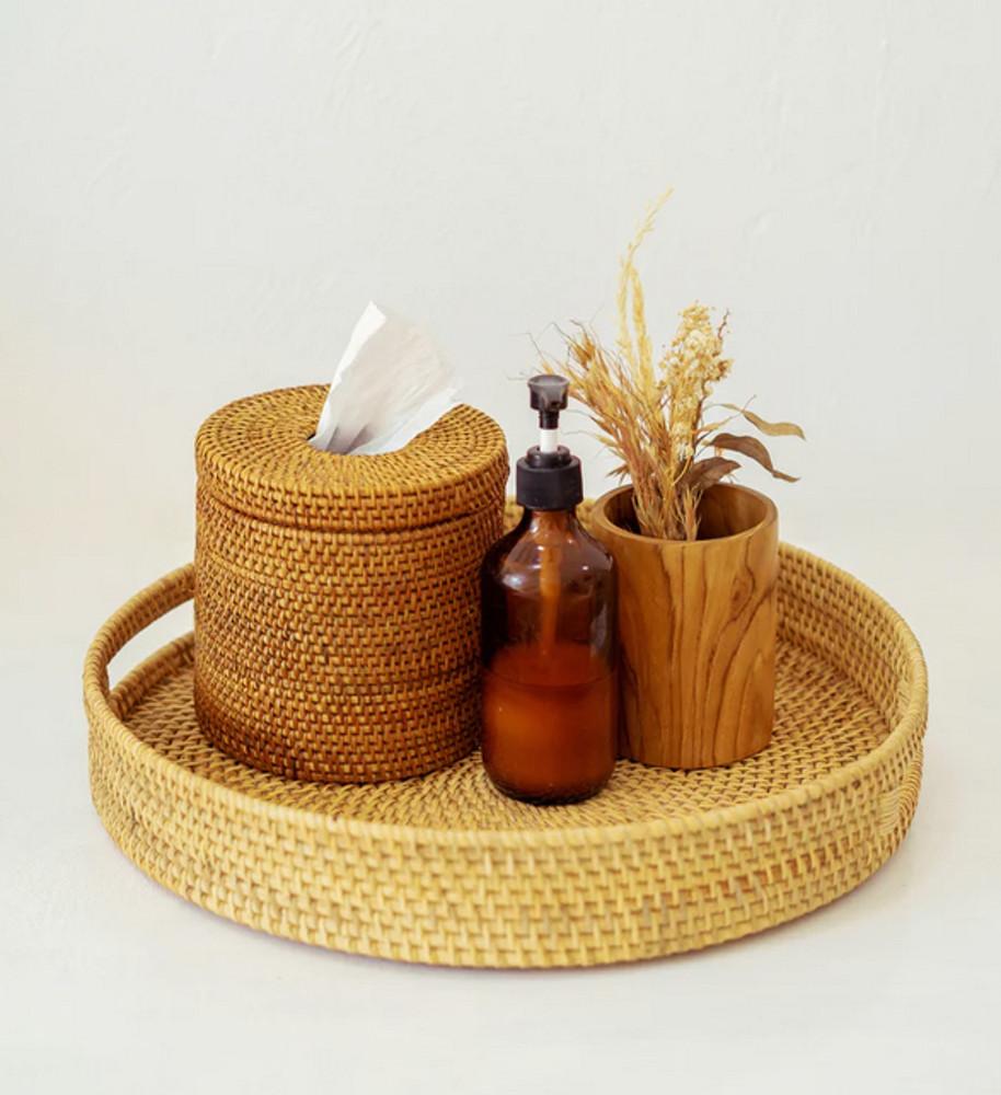 발리 라탄 티슈 케이스 원형 두루마리 휴지 커버 보관함 홈데코 리조트 카페 인테리어 리빙