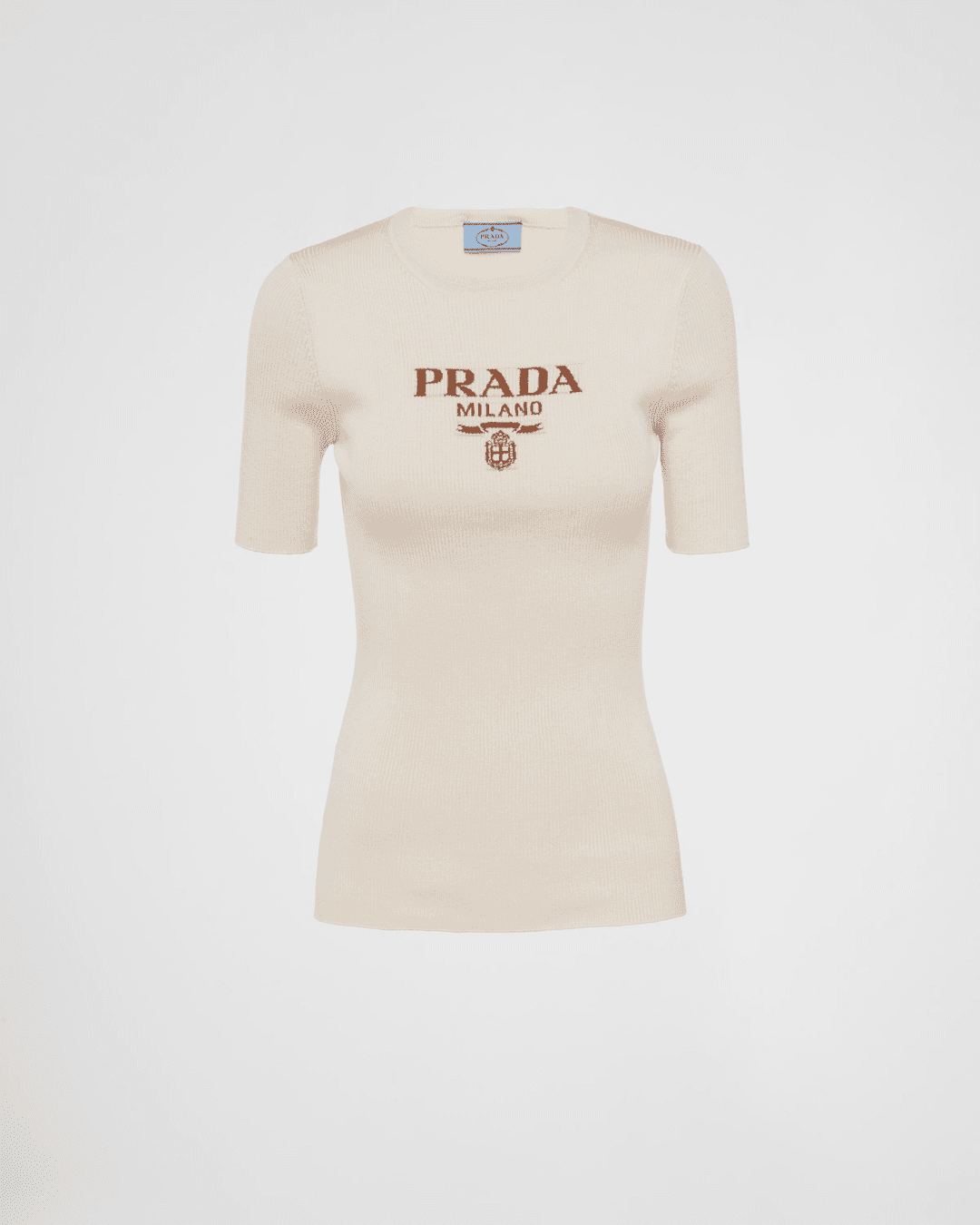 Silk crew-neck sweater with logo