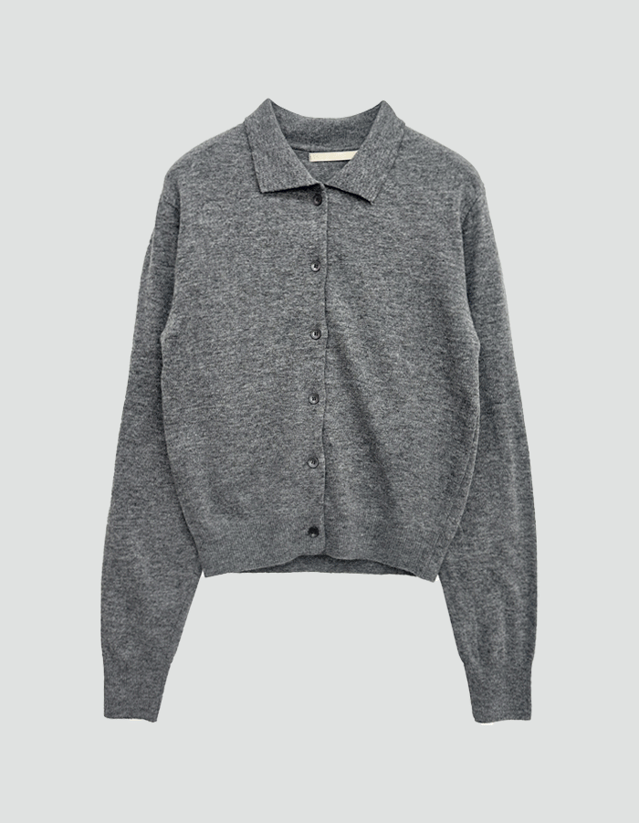 Collar pine wool cardigan