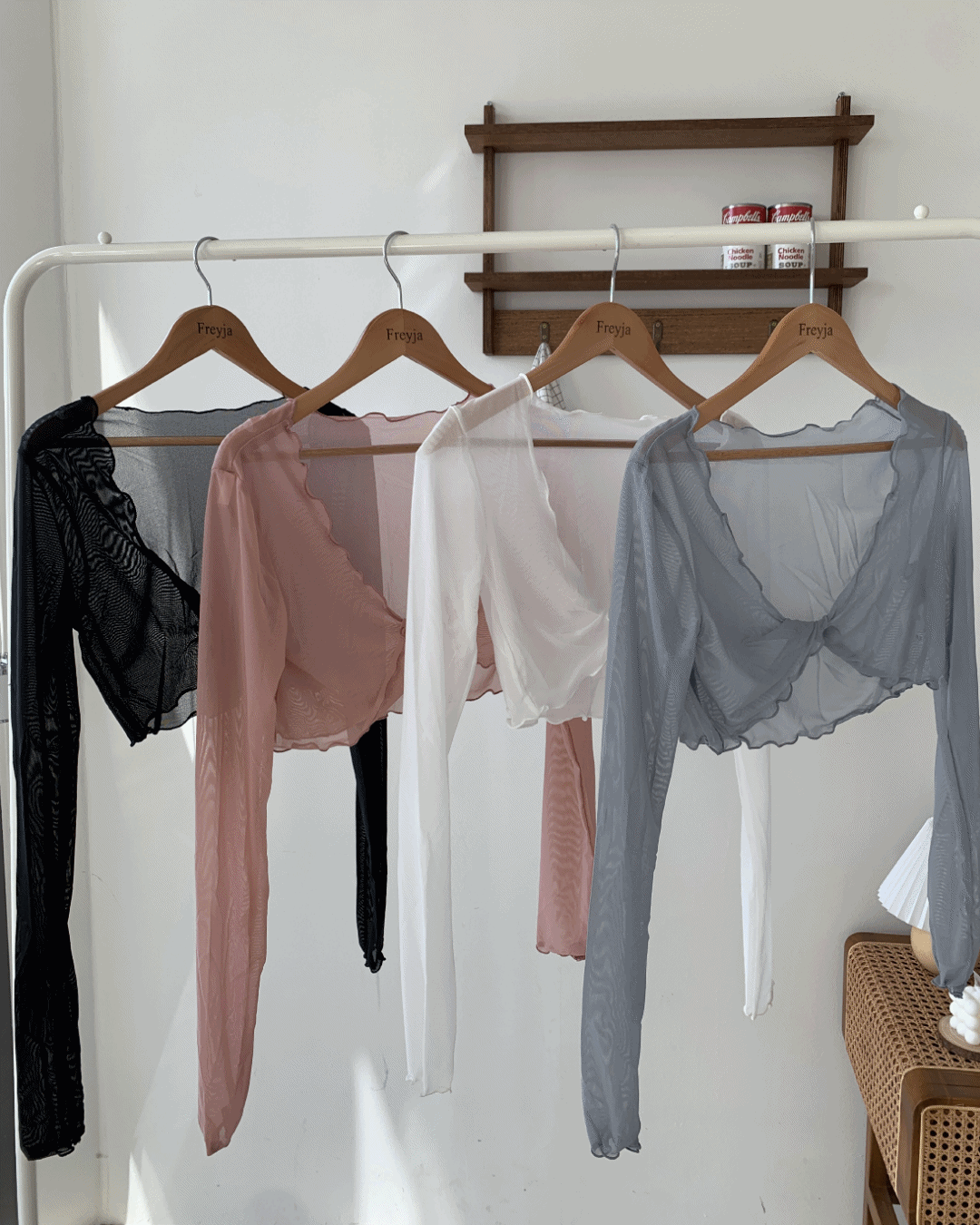 프레이야 [성인발레복/운동복] 꼬임 시스루 볼레로 메쉬 발레워머