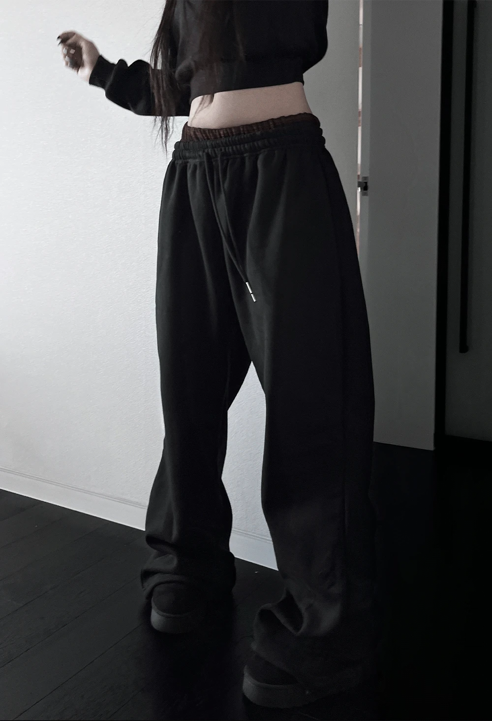 [기모] sagging band wide pants