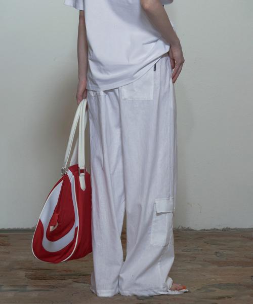 Linen Cargo Jogger Pants White