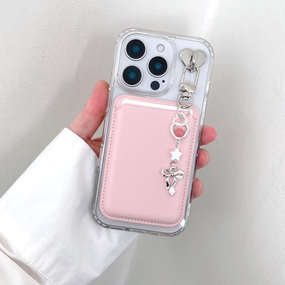 (SET) 아이폰 맥세이프 핑크 리본 하트 키링 16 프로 케이스