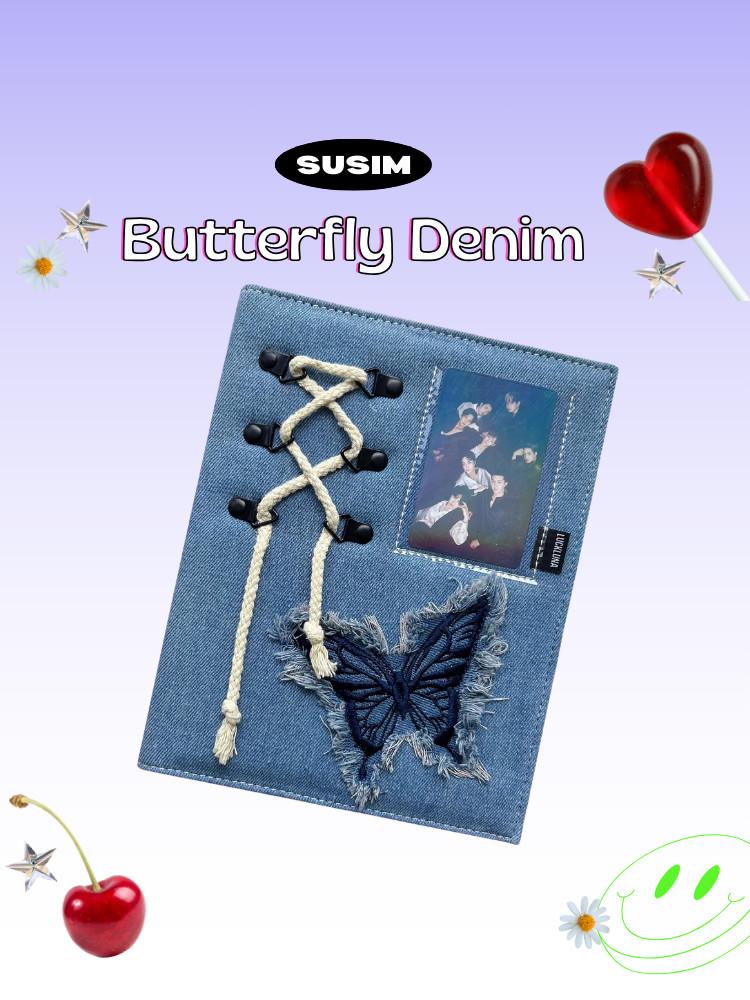 수심 Butterfly Denim Collect Book 데님 나비 콜렉트북 포켓 포카