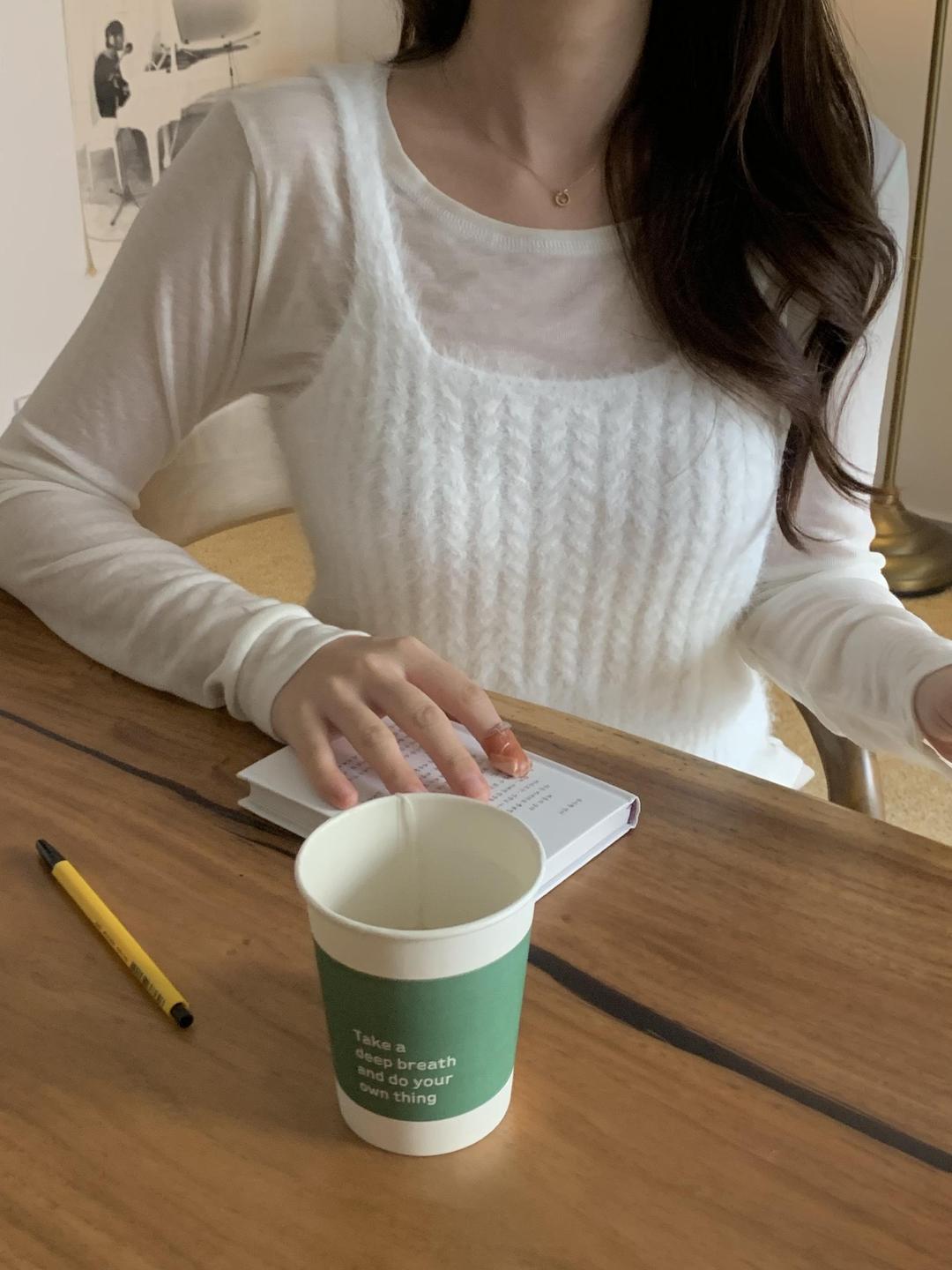 가치윤 [윤비누 pick!] 앙고라 뷔스티에 니트 탑 꽈배기 케이블 조끼 베스트