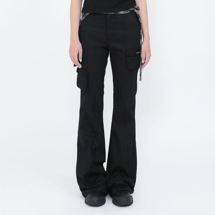 Line pocket cargo pants BLACK