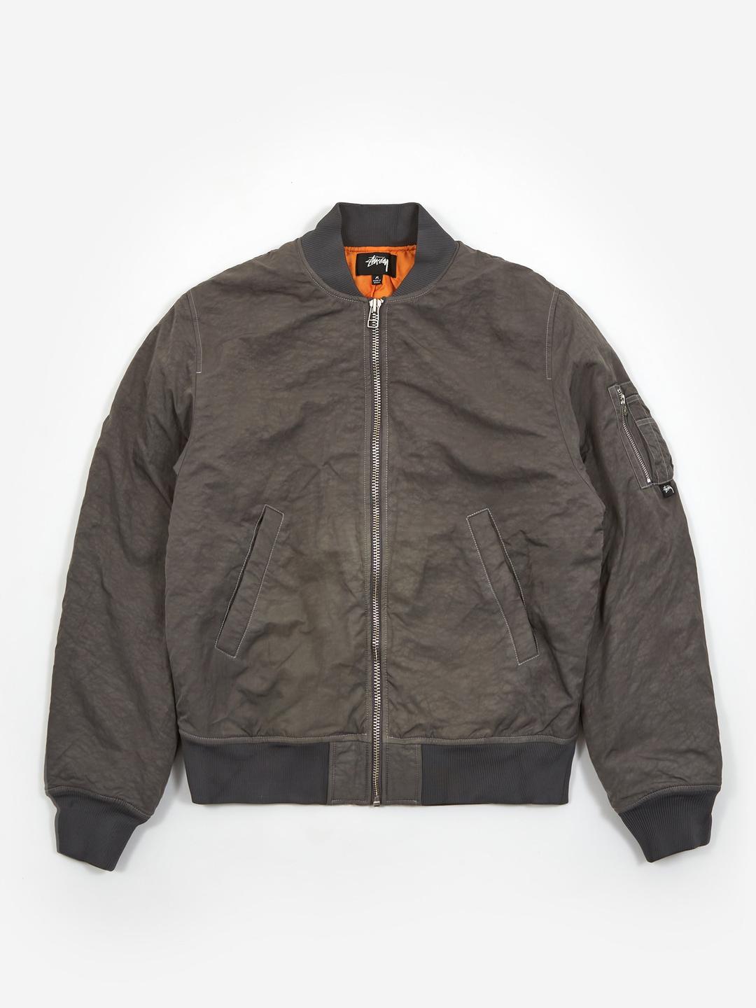 Stussy Dyed Nylon Bomber Jacket - Charcoal