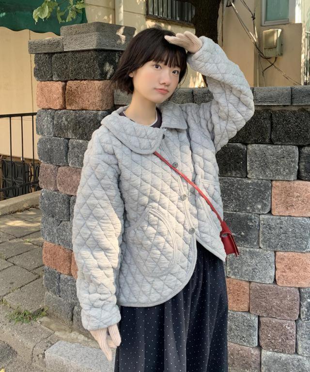 ★on&on★ Collarless Stitch Jacket NEW4XJ258_96 Inverted Notch Collar Tailored Knit Jacket