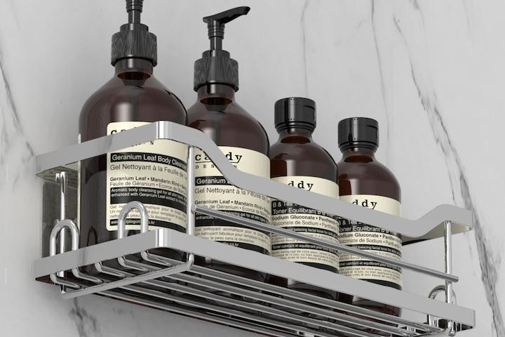 캐디디자인 무타공 접착식 녹슬지 않는 욕실선반 일자형/코너형 (2 colors)