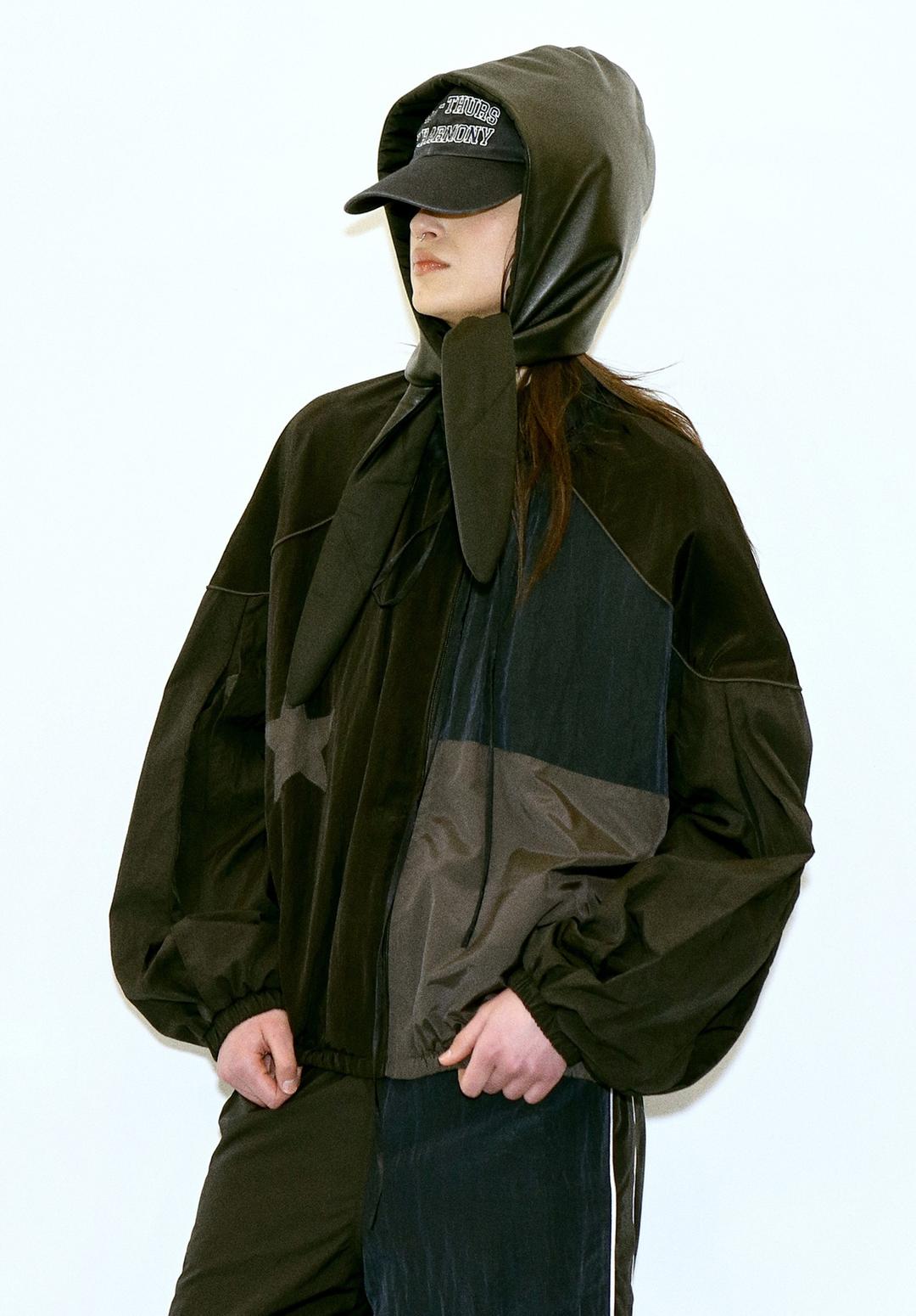 REVERSIBLE TIE HOODIE, BLACK