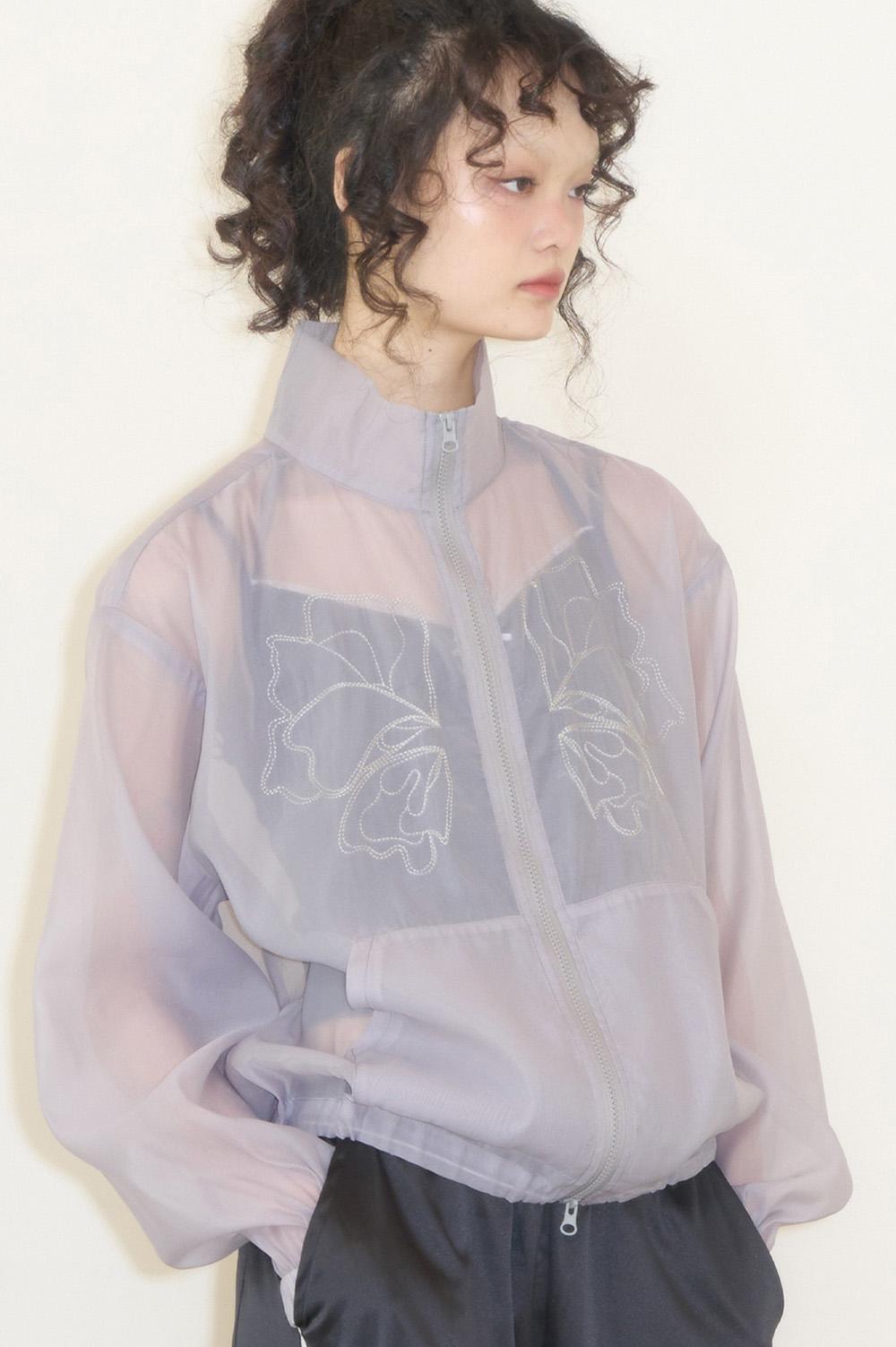 매쉬 플라워 집업 라이트 그레이