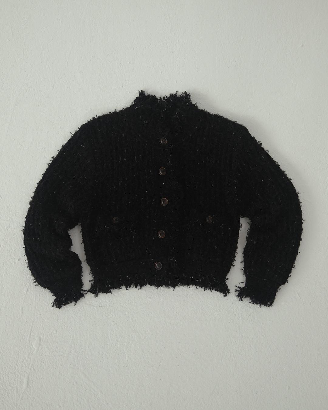 flétta Mixed Puffy Tweed Jacket_Black