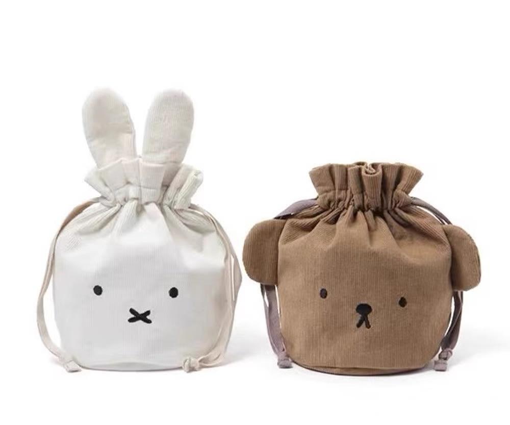 미피 코듀로이 골덴 화장품 파우치 세면백 여행용 스트링 보리스 휴대파우치