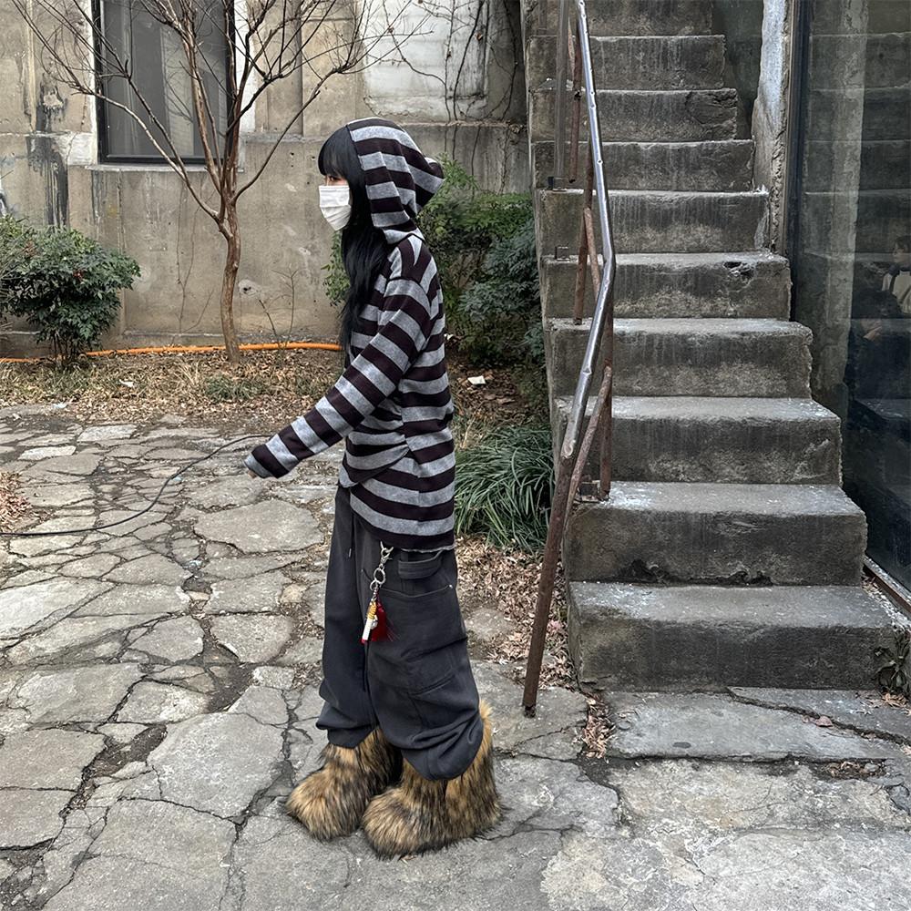 단가라 레이어드 후드 티셔츠