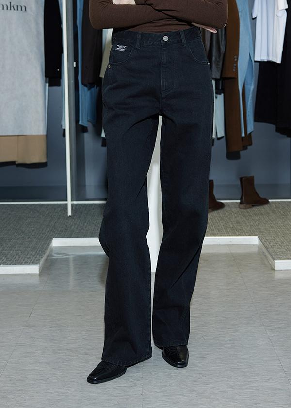 시그니쳐 세미 와이드 데님 팬츠_BLACK