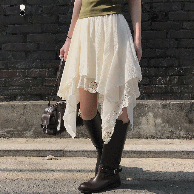 [빈티지/모델소장🌼] 언발레이스밴딩레이어드스커트 (2color)