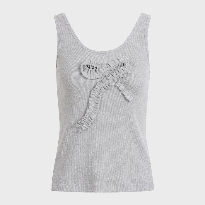 Chouetties by LUCKY CHOUETTE_Ribbon Point Sleeveless T-shirt (melange grey)_LATAX25480GYM