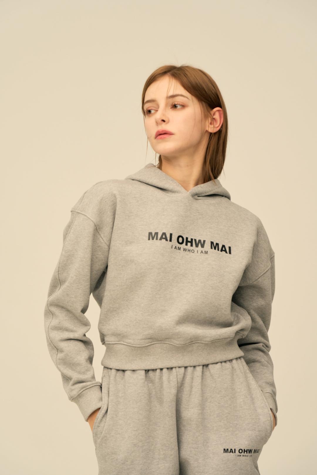 ORIGINAL LOGO CROP HOODY GREY