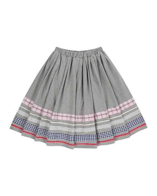 W MULTI PATCH MIDI SKIRT (GREY)