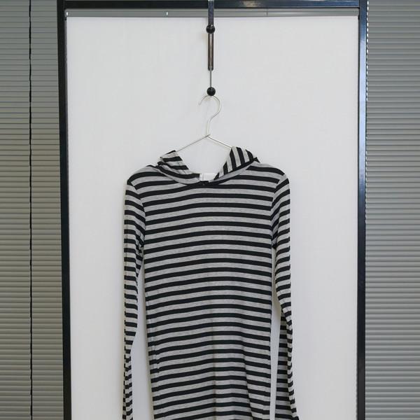 Striped Hood Long T (Gray)