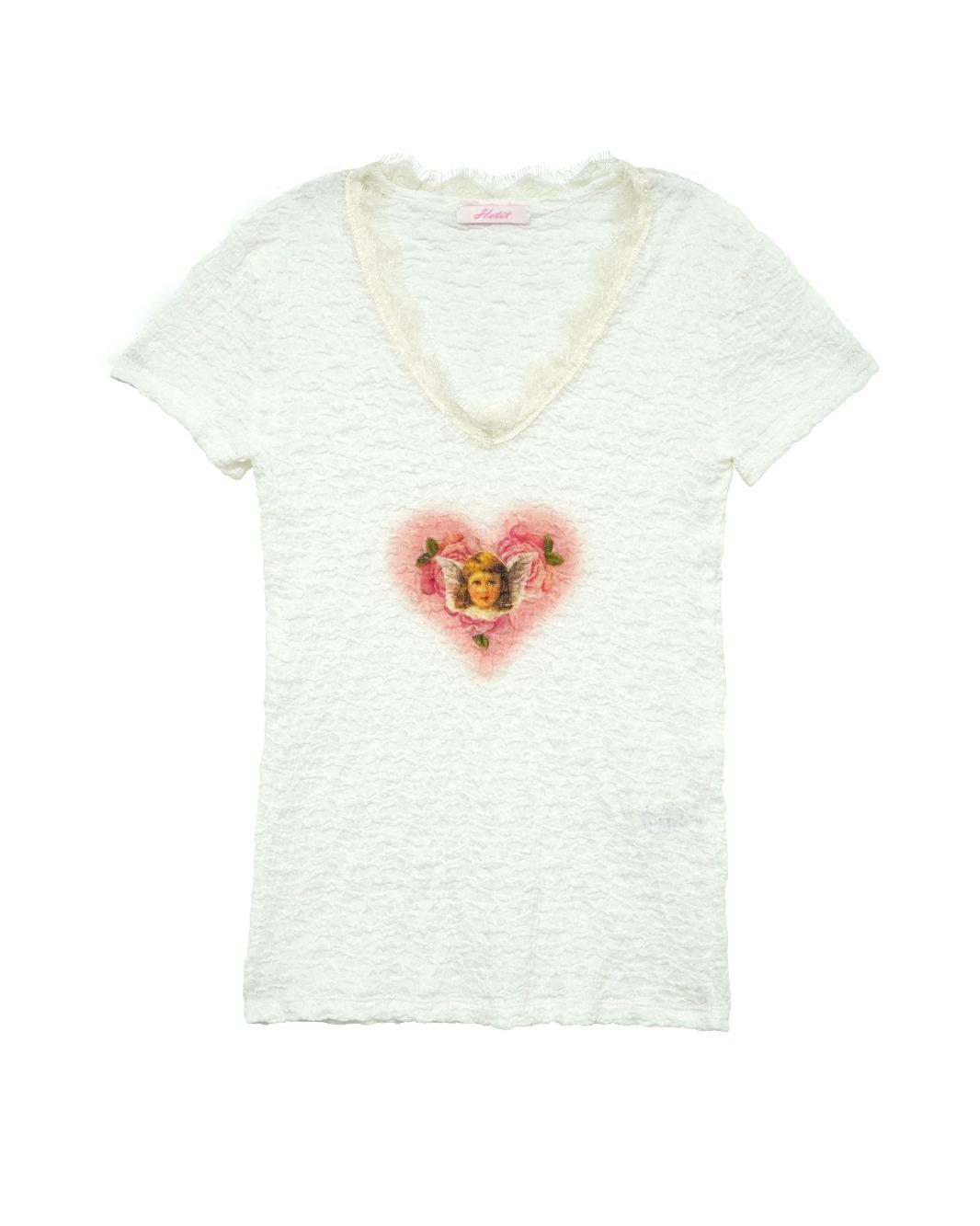 Rose Heart Angel T-shirt (Pure White)